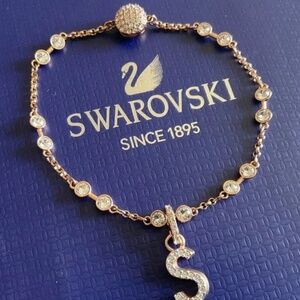 Swarovski Letter S initial rose gold bracelet